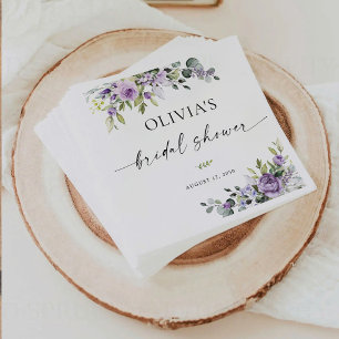 Elegante lila Blumen-Hochzeitsdusche-Serviette Serviette