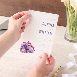 Elegante lila Blumen-Hochzeitseinladung