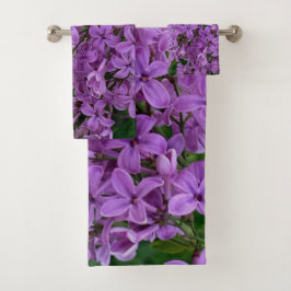 Elegante lila Blumen lila Lila Badhandtuch Set