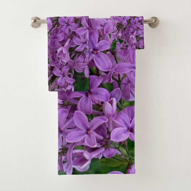 Elegante lila Blumen lila Lila Badhandtuch Set (Insitu)