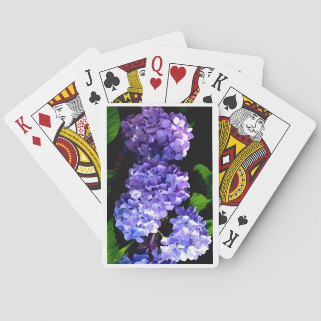 Elegante, lila Blumen und Auberginen Spielkarten (Rückseite)