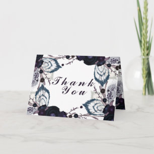 Elegante lila Blumen Winterhochzeit Danke schön