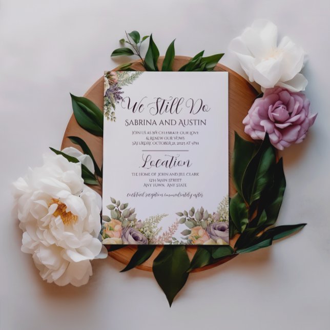 Elegante Lila Blumen wir noch immer kündigen Erneu Einladung (Von Creator hochgeladen)