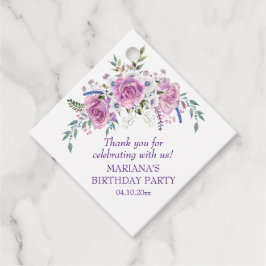Elegante Lila Blumengeburtsparty - Liebesmarken Geschenkanhänger