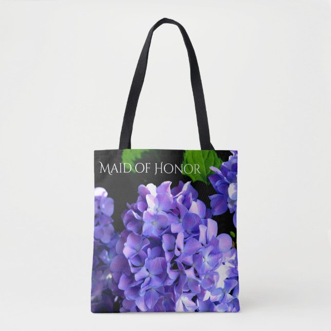 Elegante, lila, blumengeschmückte Hydrangeas Tasche (Vorderseite)