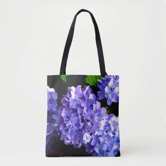 Elegante, lila, blumengeschmückte Hydrangeas Tasche (Vorderseite)