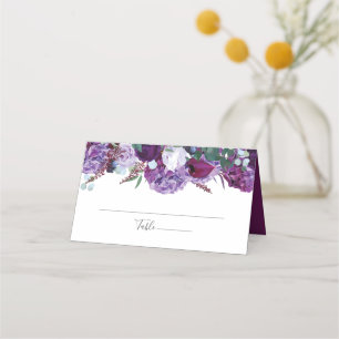 Elegante Lila Blumengrün Hochzeitsschrift Platzkarte