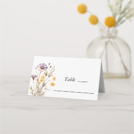 Elegante Lila Blumenhochzeit Platzkarte
