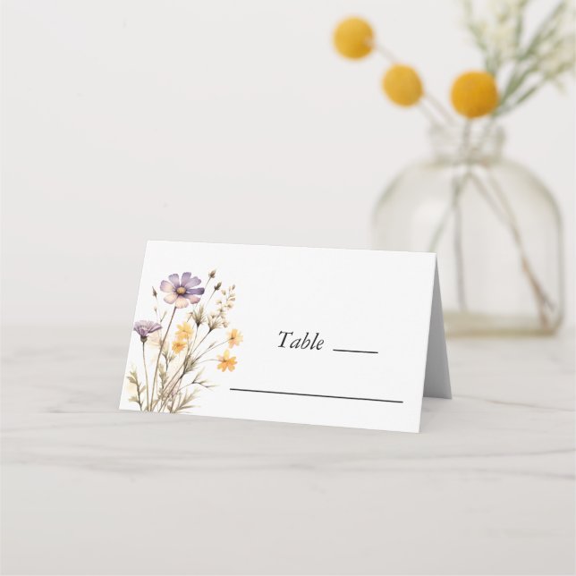 Elegante Lila Blumenhochzeit Platzkarte (Vorderseite)
