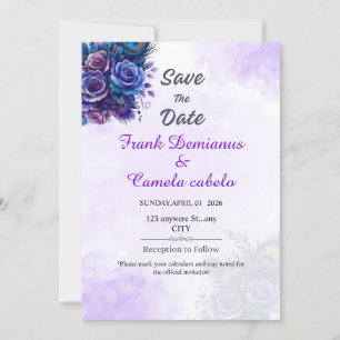 Elegante Lila Blumenhochzeit rettet das Datum Save The Date