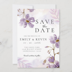 Elegante Lila Blumenhochzeit Save The Date