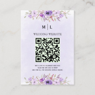 Elegante Lila Blumenkarten für Hochzeiten Begleitkarte