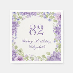 Elegante lila Blumenmotive für den 82. Geburtstag Serviette