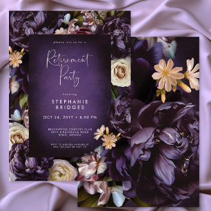Elegante lila Blumenrahmen-Ruhestandsfeier Einladung