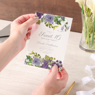 Elegante lila Blumenranken Sweet 16
