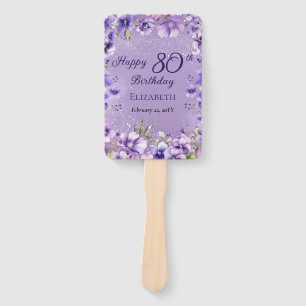 Elegante Lila Blumenrüblinge 80. Geburtstagsparty Fächer