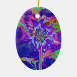 Elegante lila Blumensonne Keramikornament