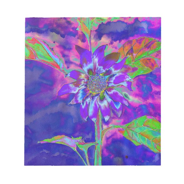 Elegante lila Blumensonne Notizblock (Vorderseite)