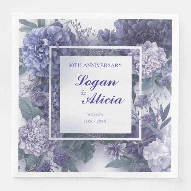 Elegante Lila Blumenzarge Serviette (Vorderseite)