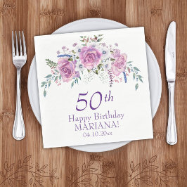 Elegante Lila Blüte 50 60 Geburtstagsparty jedes A Serviette