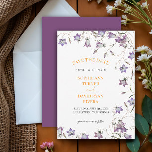 Elegante Lila Blütenblume Hochzeit Save The Date