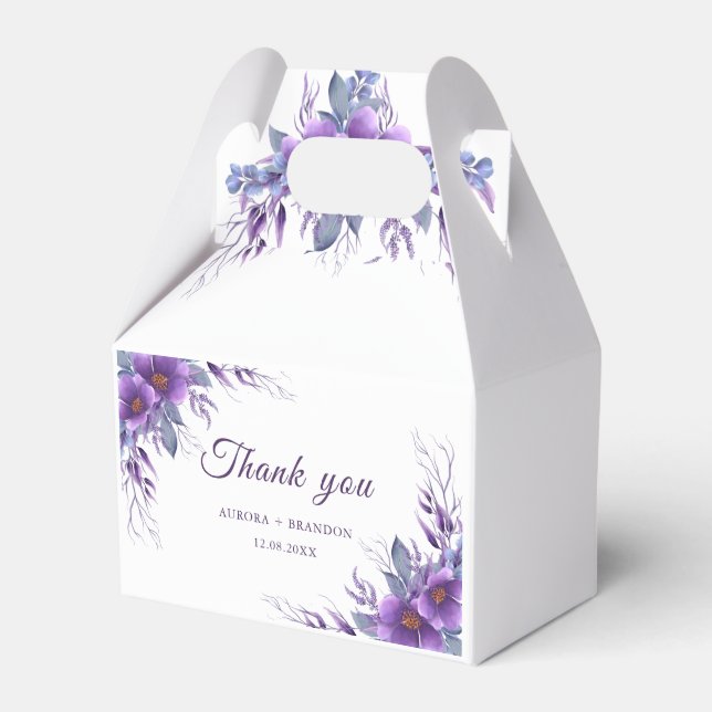 Elegante Lila Blütenhochzeit Geschenkschachtel (Vorderseite)