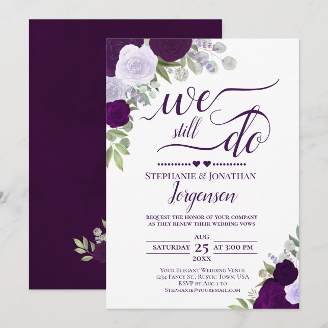 Elegante Lila Boho-Rose, die wir immer noch überpr Einladung (Vorne/Hinten)