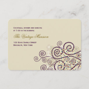 Elegante Lila Boho Spirals Hochzeitsempfang Einladung