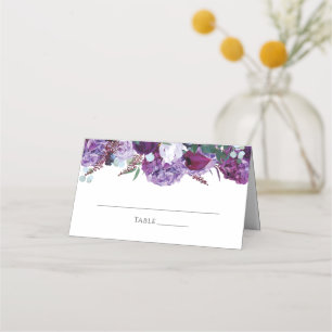 Elegante Lila botanische Hochzeit Platzkarte