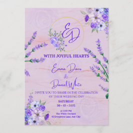 Elegante lila botanische Hochzeitseinladung Einladung
