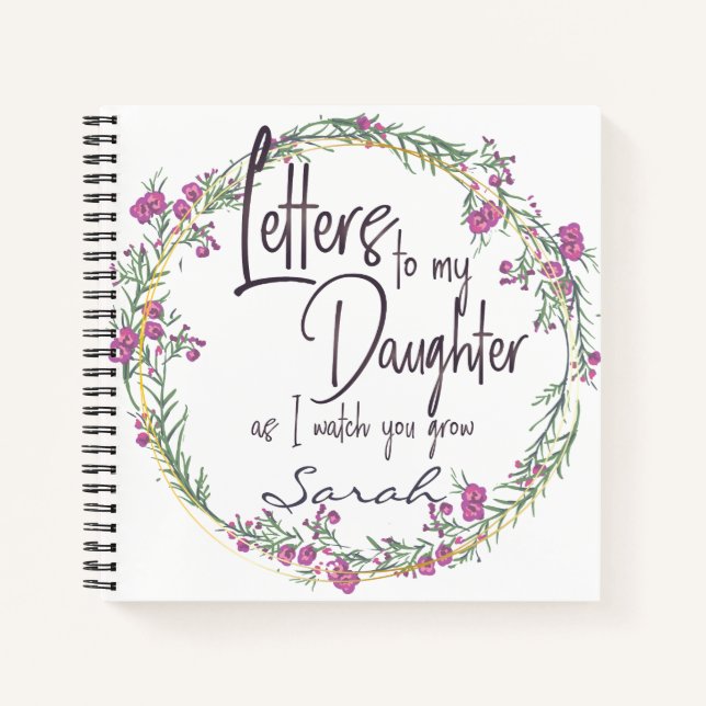 Elegante lila Chic Letters to Daughter Notizbuch (Vorderseite)