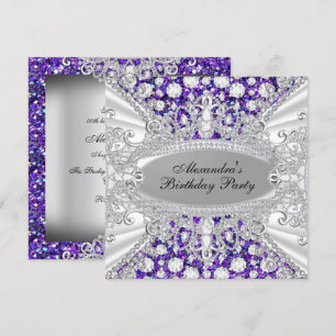 Elegante Lila Diamond Jewel Geburtstagsparty einla Einladung