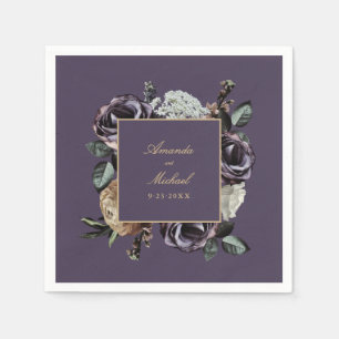Elegante Lila dunkle Hochzeit im Herbst Serviette