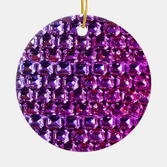 Elegante lila Edelsteine-Diamanten Keramik Ornament (Vorne)