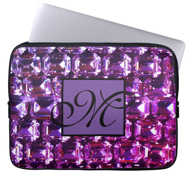 Elegante lila Edelsteine-Diamanten Laptopschutzhülle (Vorderseite)