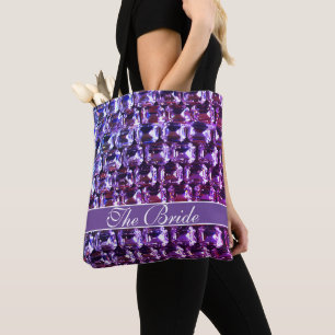 Elegante lila Edelsteine - Karligraphie Tasche