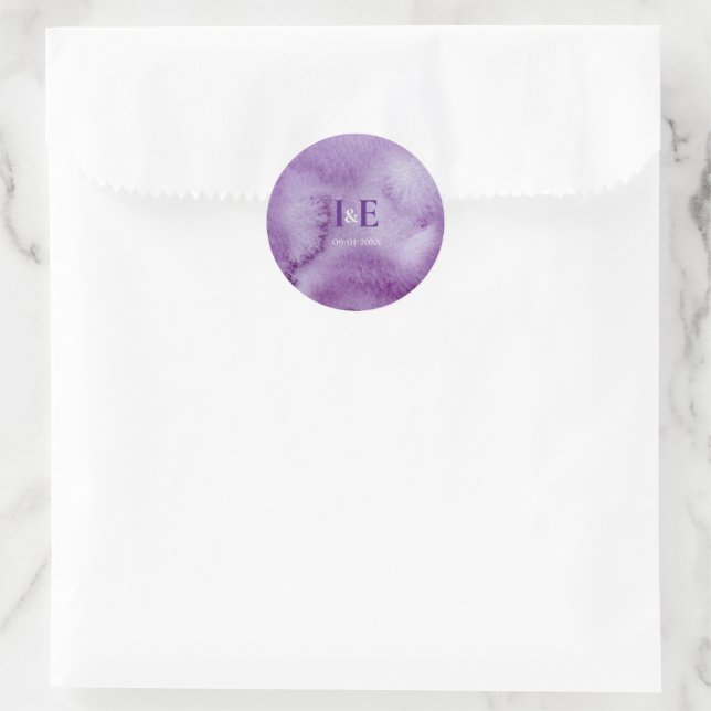 Elegante Lila Farbwash Ultra Violet Hochzeit Runder Aufkleber (Tasche)