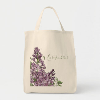 Elegante lila Flieder Botanical Floral Canvas-Tasc Tragetasche