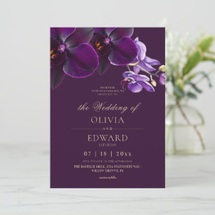 Elegante lila Flieder-Orchideen-Blumen Hochzeit Einladung