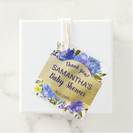 Elegante Lila Floral Gold Baby Dusche Geschenkanhänger