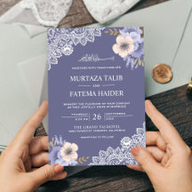Elegante Lila Floral Lace Islamische Hochzeit