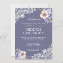 Elegante Lila Floral Lace Islamischer Mehndi