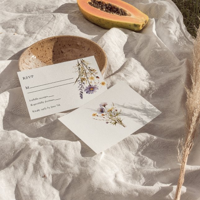 Elegante Lila florale Boho Chic Einzigartige Hochz RSVP Karte (Von Creator hochgeladen)