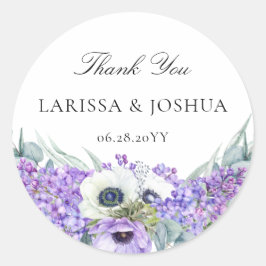 Elegante Lila florale Gastgeschenk Hochzeit Vielen Runder Aufkleber