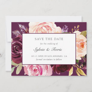 Elegante lila florale Herbstgestaltung Save The Date