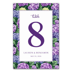 Elegante lila florale Hortensie Tischnummer