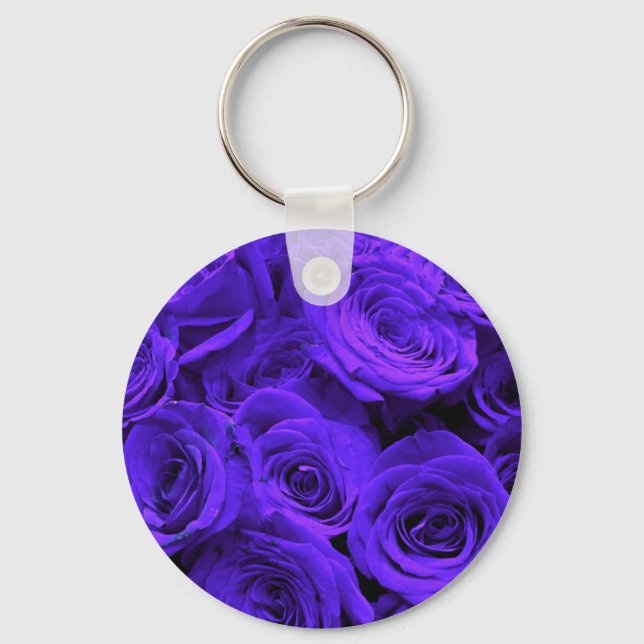 Elegante lila Floralfarben Blume Rose Schlüsselanhänger (Vorderseite)