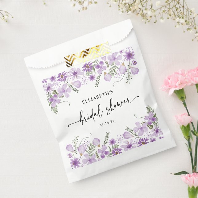 Elegante Lila Florals Brautparty Gefallen Tasche Geschenktütchen (Versiegelt)