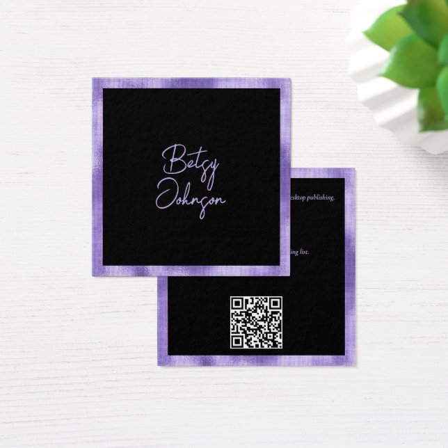 Elegante Lila Foil and Black Business Card (Schreibtisch)