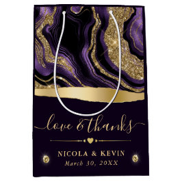 Elegante Lila Foil and Gold Glitzer Agate Wedding Mittlere Geschenktüte